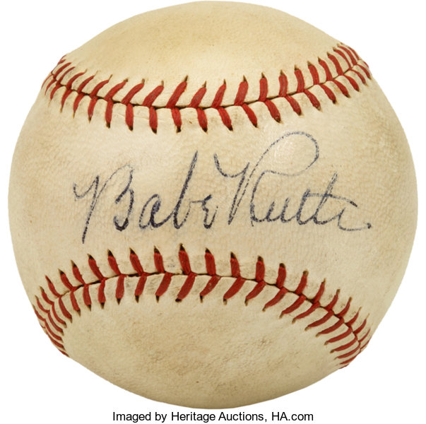 Sold at Auction: BABE RUTH: SIGNED BASEBALL (PSA)