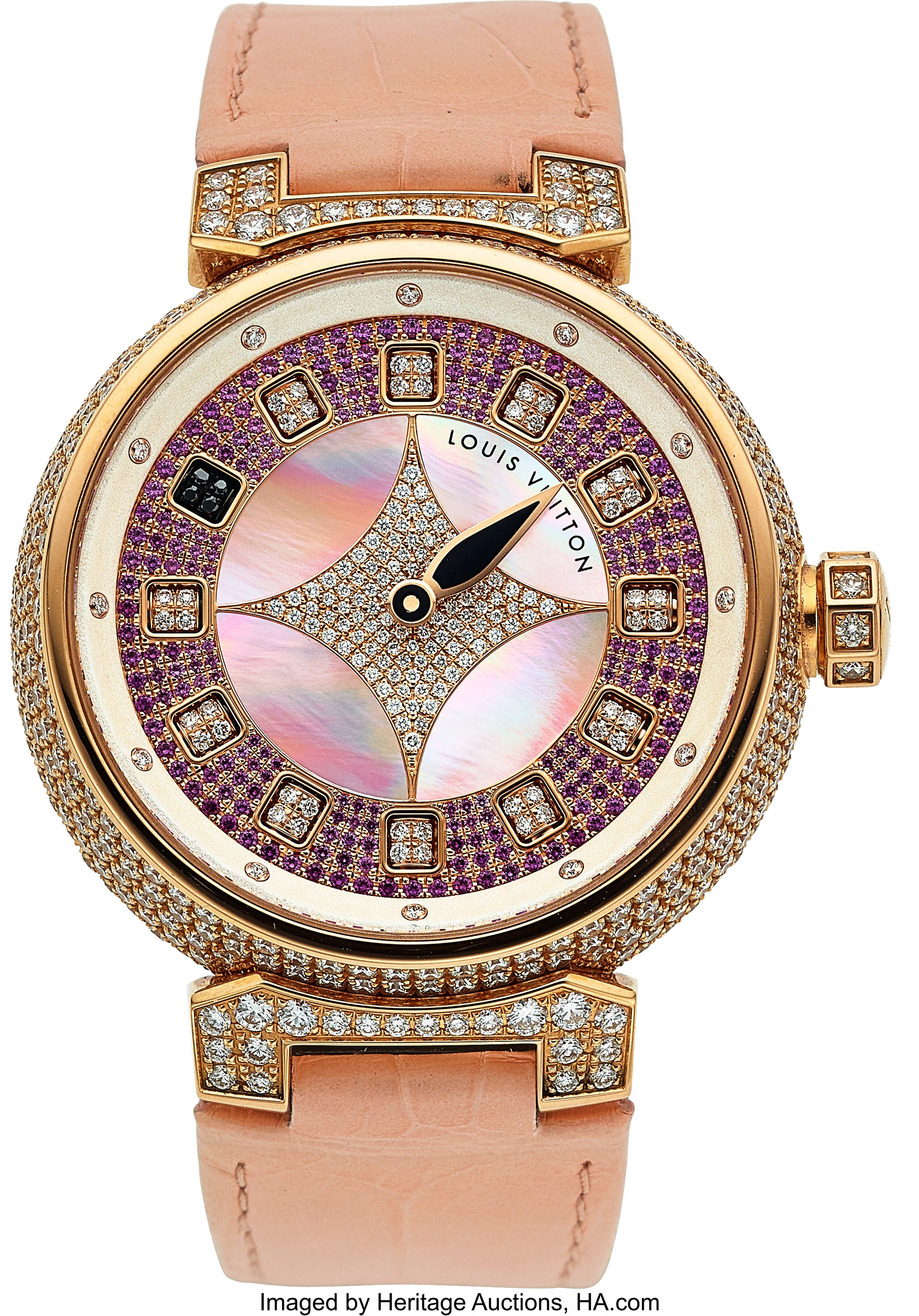 Louis Vuitton, Tambour Spin Time Galaxy, 18k Rose Gold and Pave, Lot  #54043