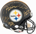 Autographed Pittsburgh Steelers Dermontti Dawson Fanatics Authentic Riddell  VSR4 Mini Helmet with HOF 12 Inscription