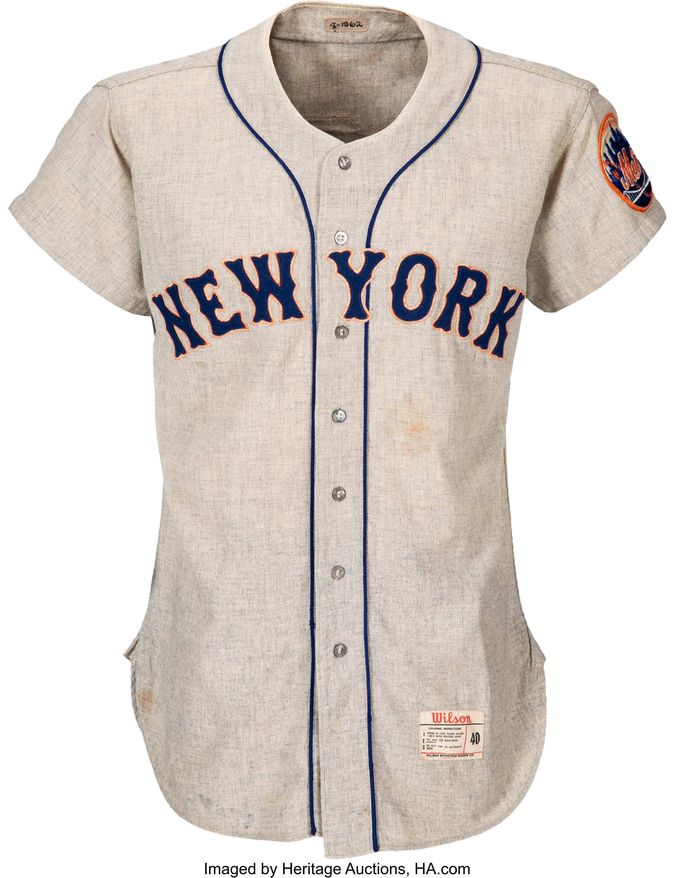 1962 Charlie Neal Game Worn New York Mets Jersey--Inaugural, Lot #81480