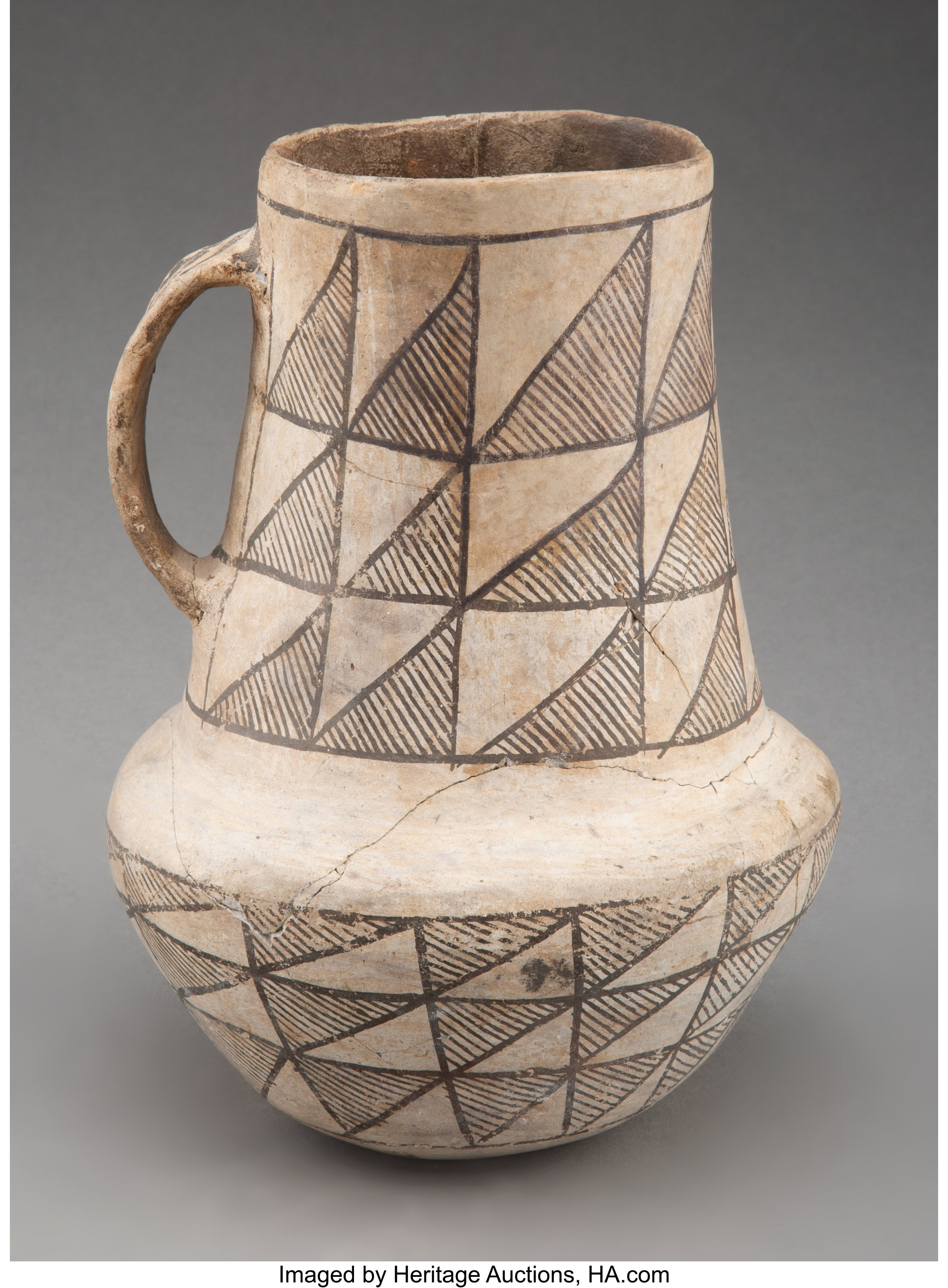 A Chaco Black On White Pitcher American Indian Art Pottery