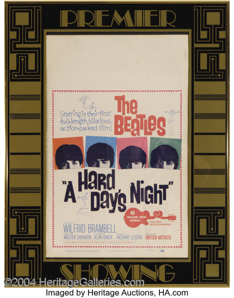 Beatles A Hard Day S Night Window Card 1964 Music Lot Heritage Auctions