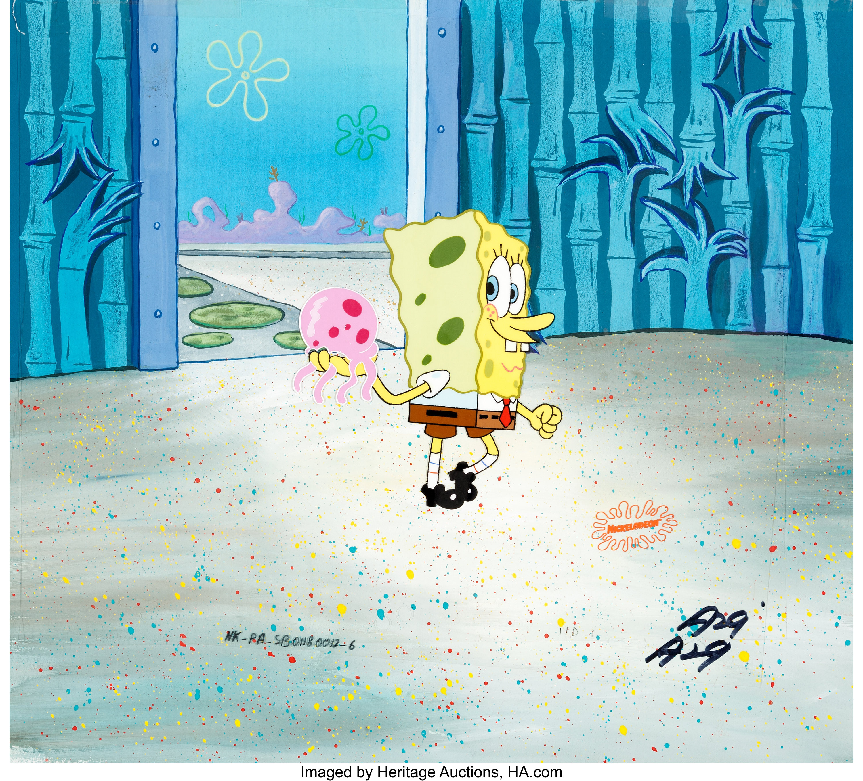 SpongeBob SquarePants SpongeBob Production Cel Setup with Master, Lot  #99273