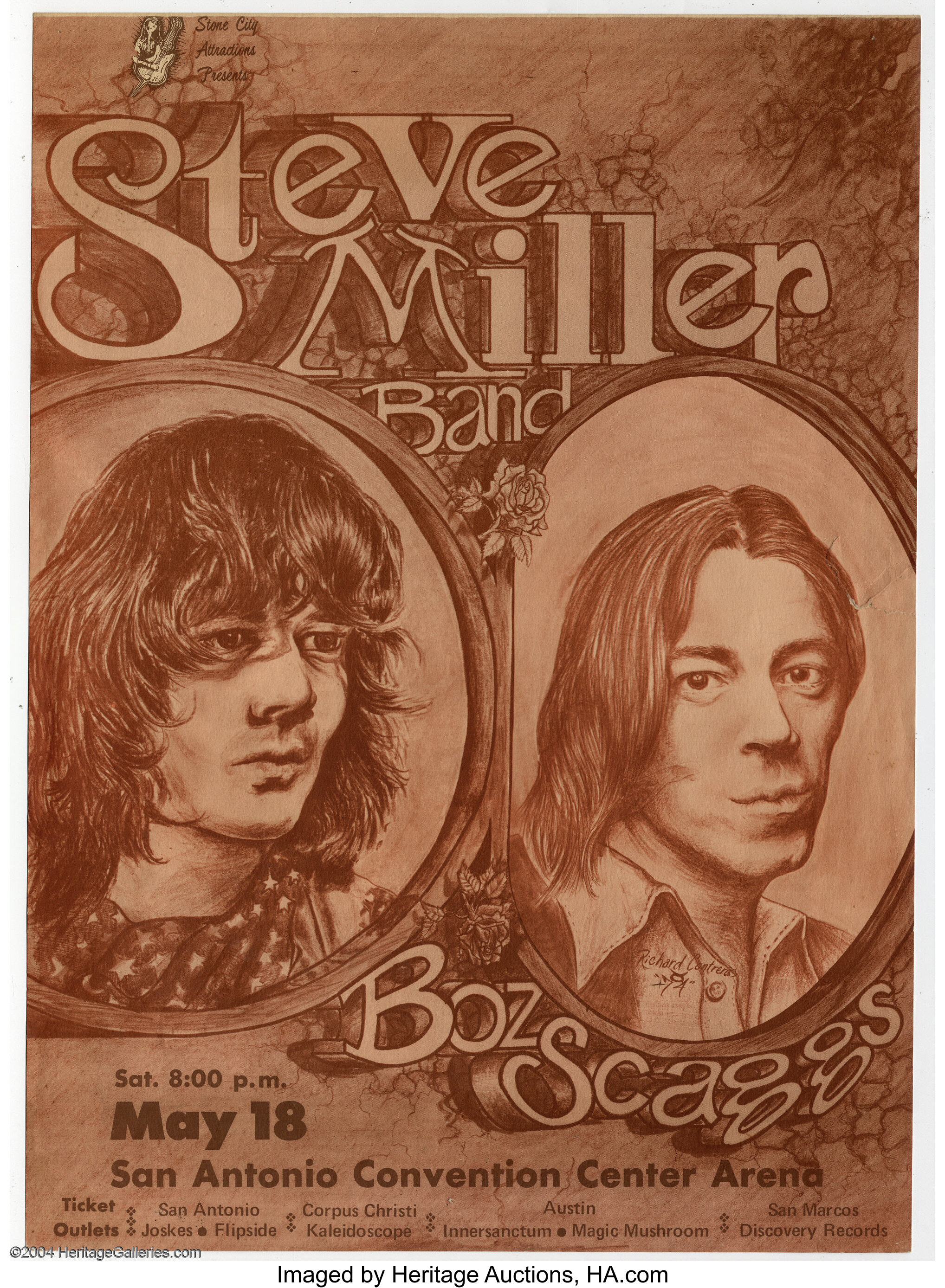 Steve Miller Band and Boz Scaggs - Concert Poster (Stone City | Lot ...