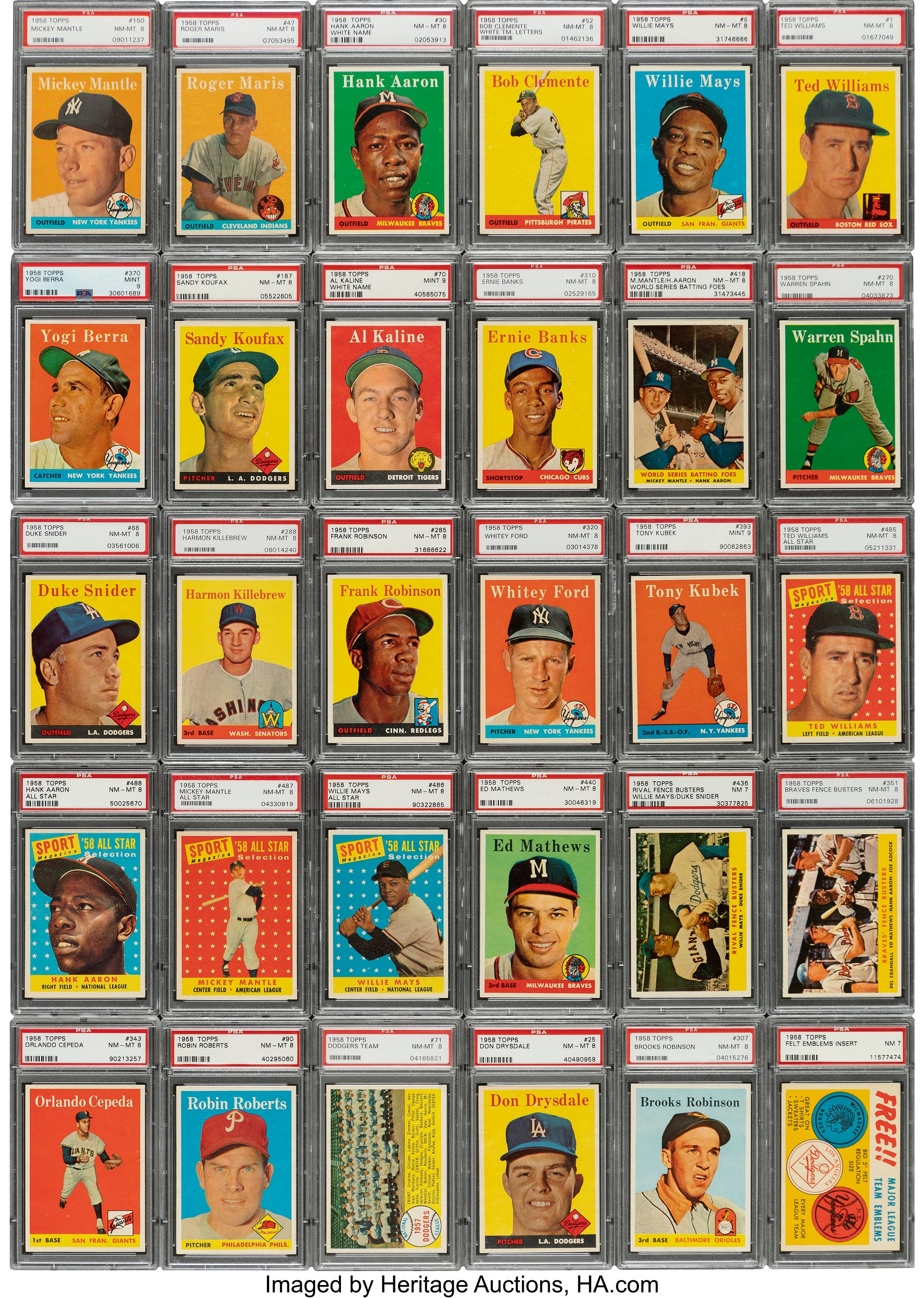 1958 Topps Baseball Complete Set (494) - Featuring (7) PSA-Graded