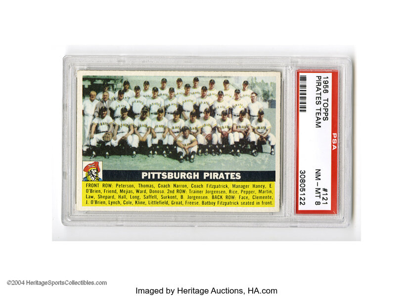 1956 Topps Regular (Baseball) Card# 121 Pirates Team of the