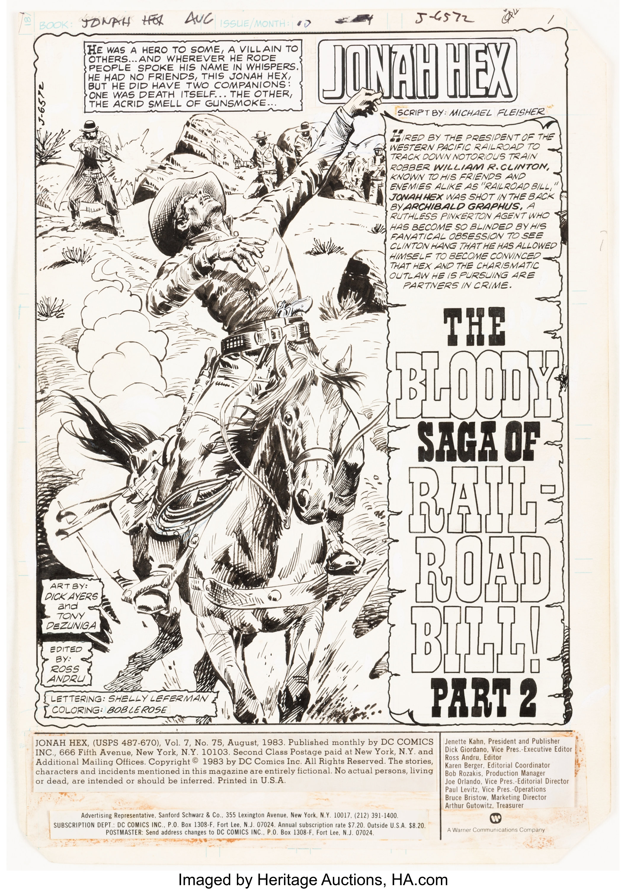 Dick Ayers And Tony Dezuniga Jonah Hex 75 Complete 17 Page Story Lot Heritage Auctions