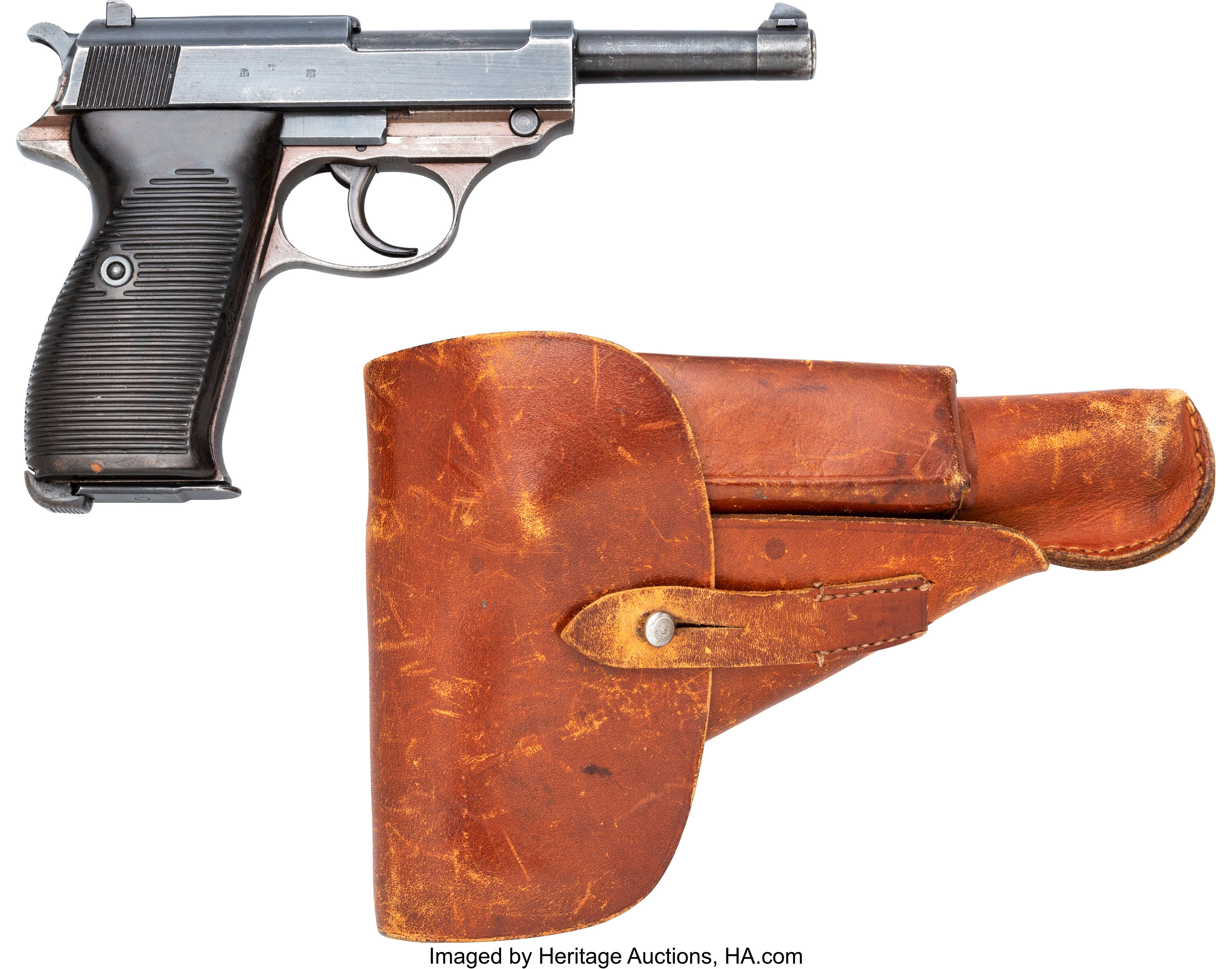 German Ac 43 P 38 Semi Automatic Pistol With Leather Holster Lot Heritage Auctions