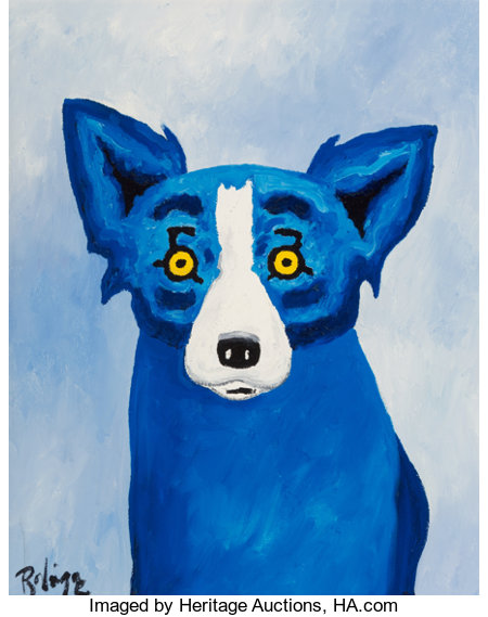 Blue dog rodrigue cheap original painting