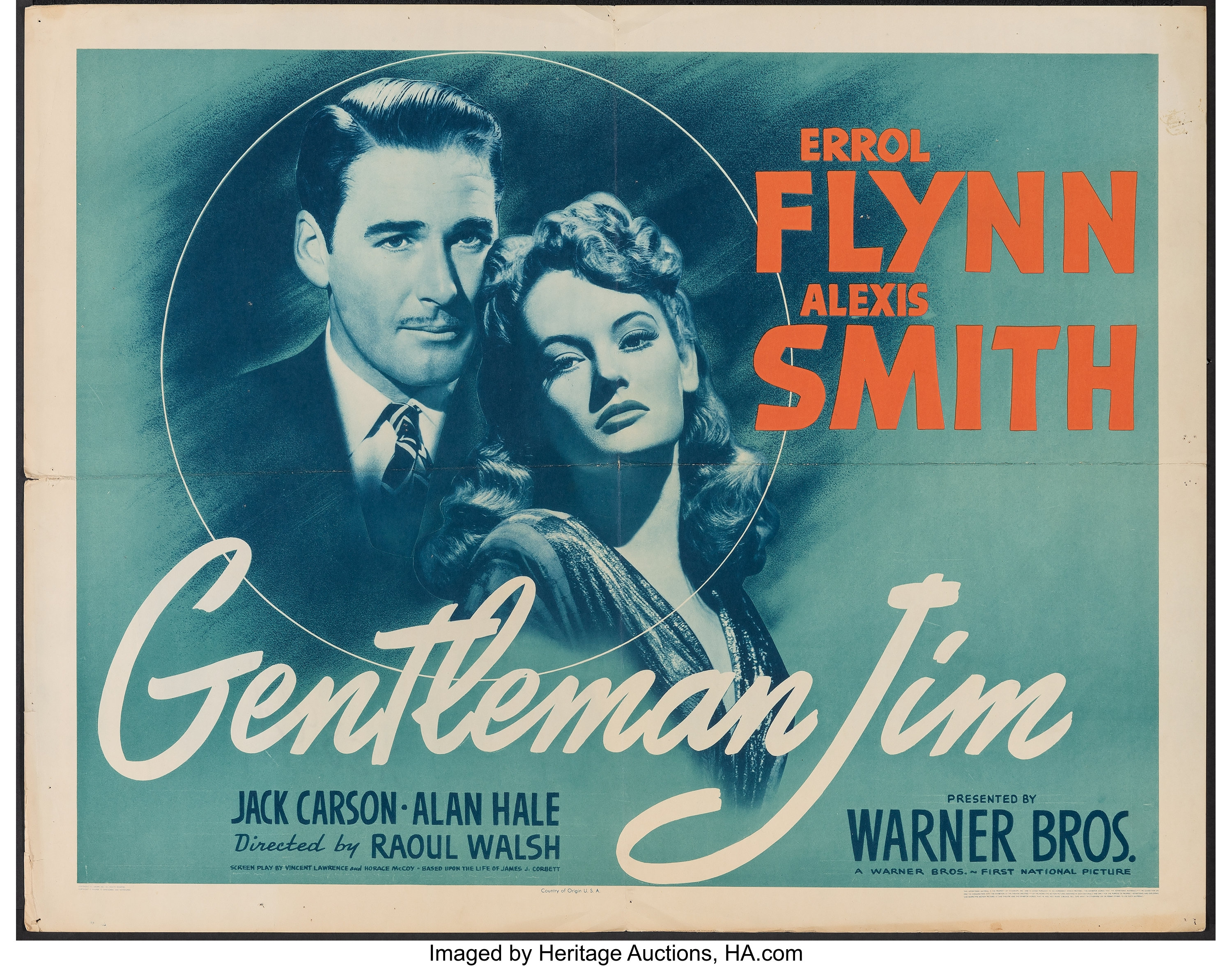 Gentleman Jim (Warner Bros., 1942). Folded, Fine/Very Fine. Half | Lot ...