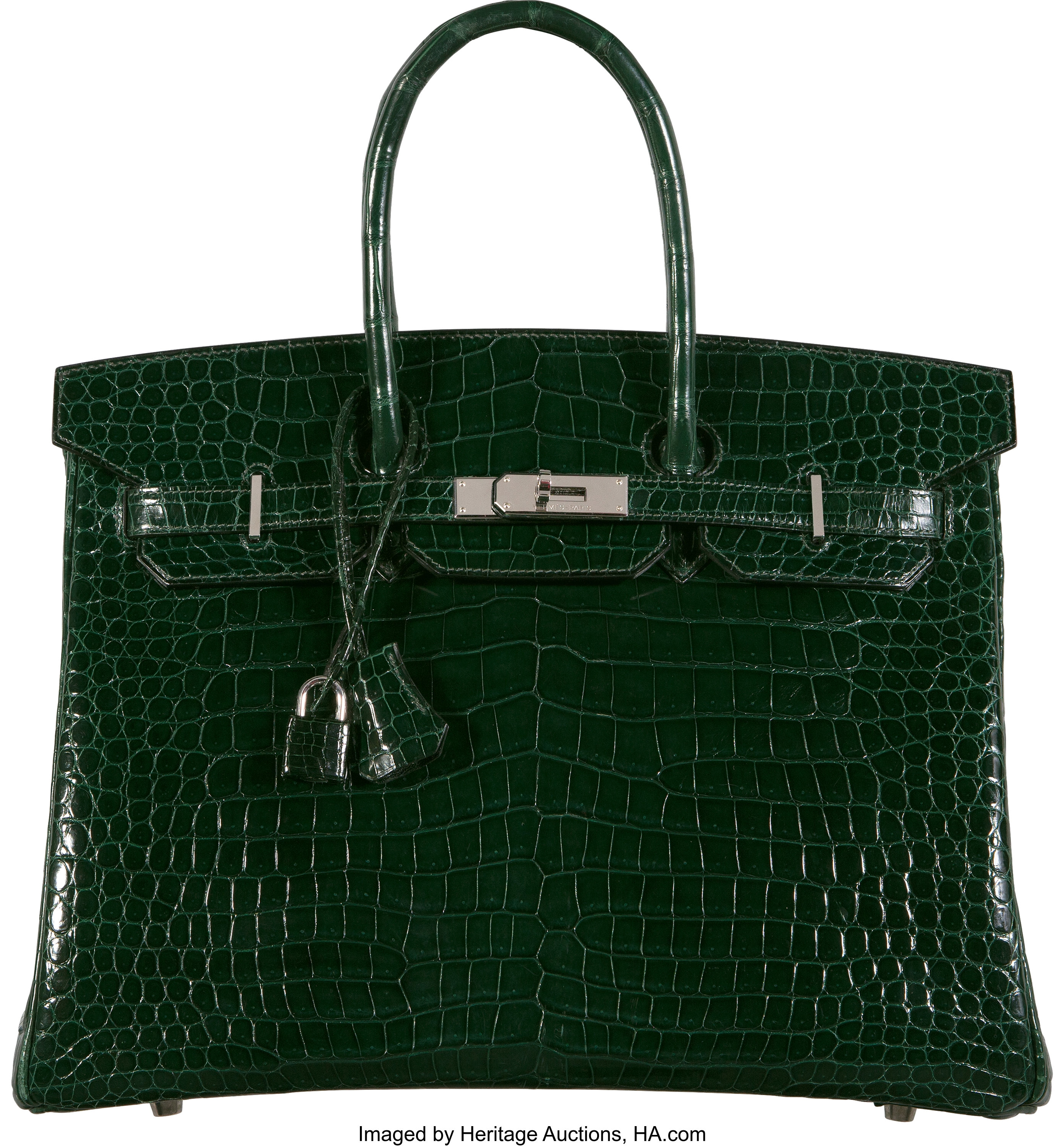 Hermes Green Vert Fonce Emerald Crocodile Birkin 25 Handbag Kelly