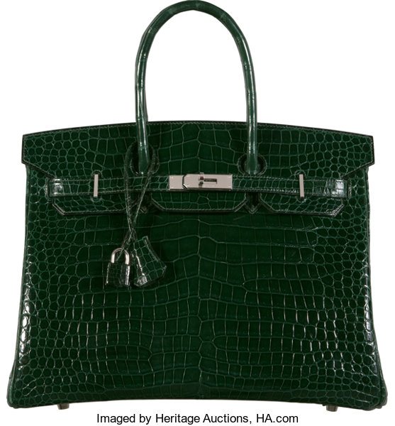 Hermes Green Vert Fonce Emerald Crocodile Birkin 25 Handbag Kelly