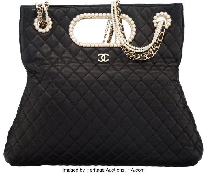 Chanel Black & White Quilted Lambskin Leather Oversize Clutch Bag., Lot  #56643