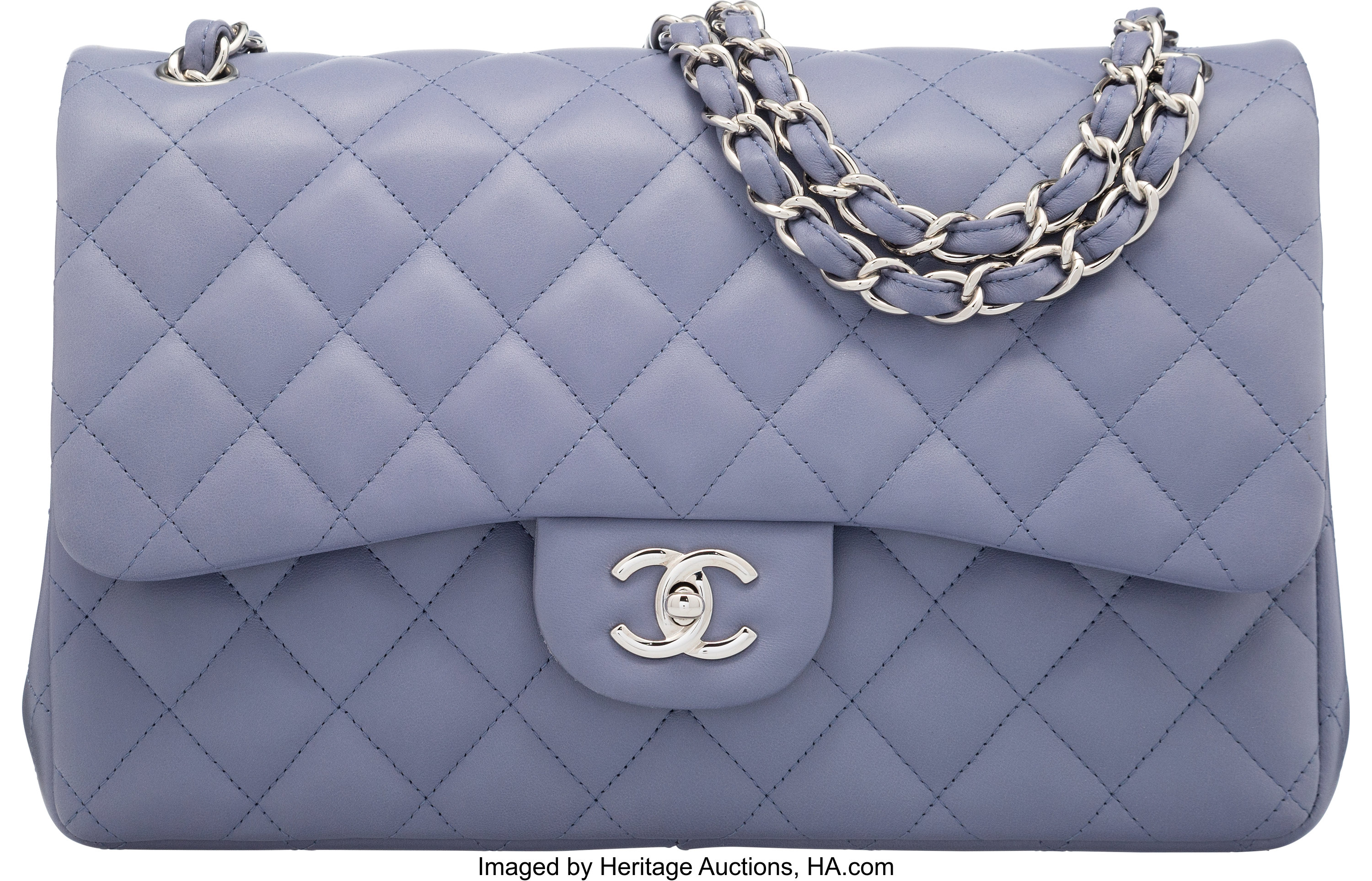 Chanel Periwinkle Quilted Lambskin Medium Classic Double Flap