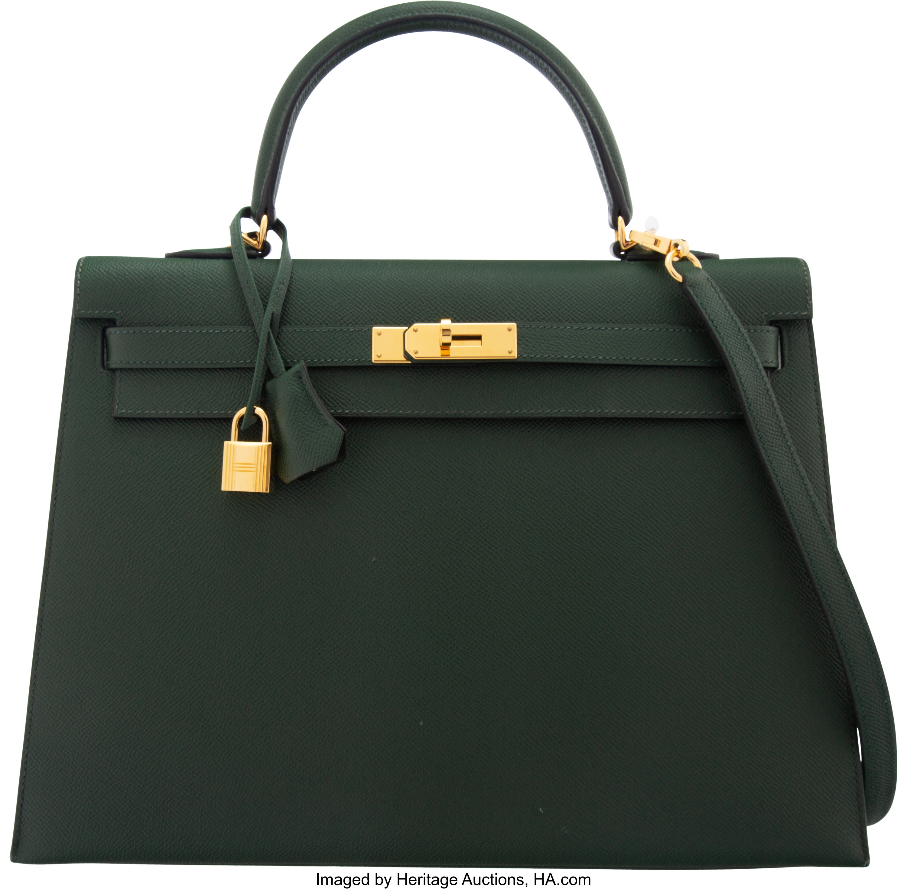 Hermes Kelly 32 Ghillies Clemence Vert Fonce/Vert Anglais SHW Stamp T