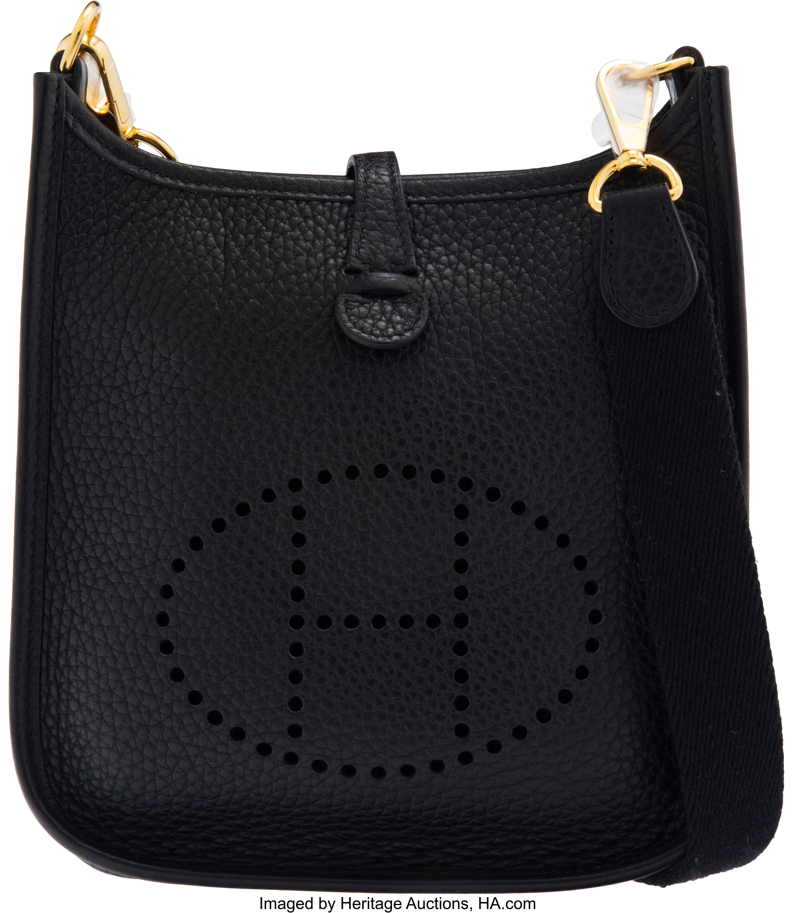 Hermès Evelyne Black Clemence III GM Gold Hardware, 2019 (Very Good), Womens Handbag