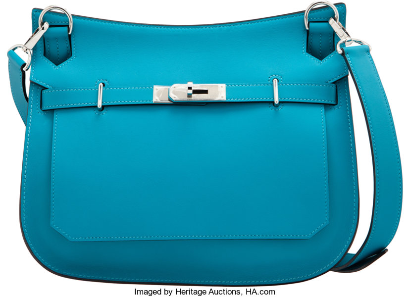 Hermes Turquoise Swift Leather Karo GM Pouch - Yoogi's Closet