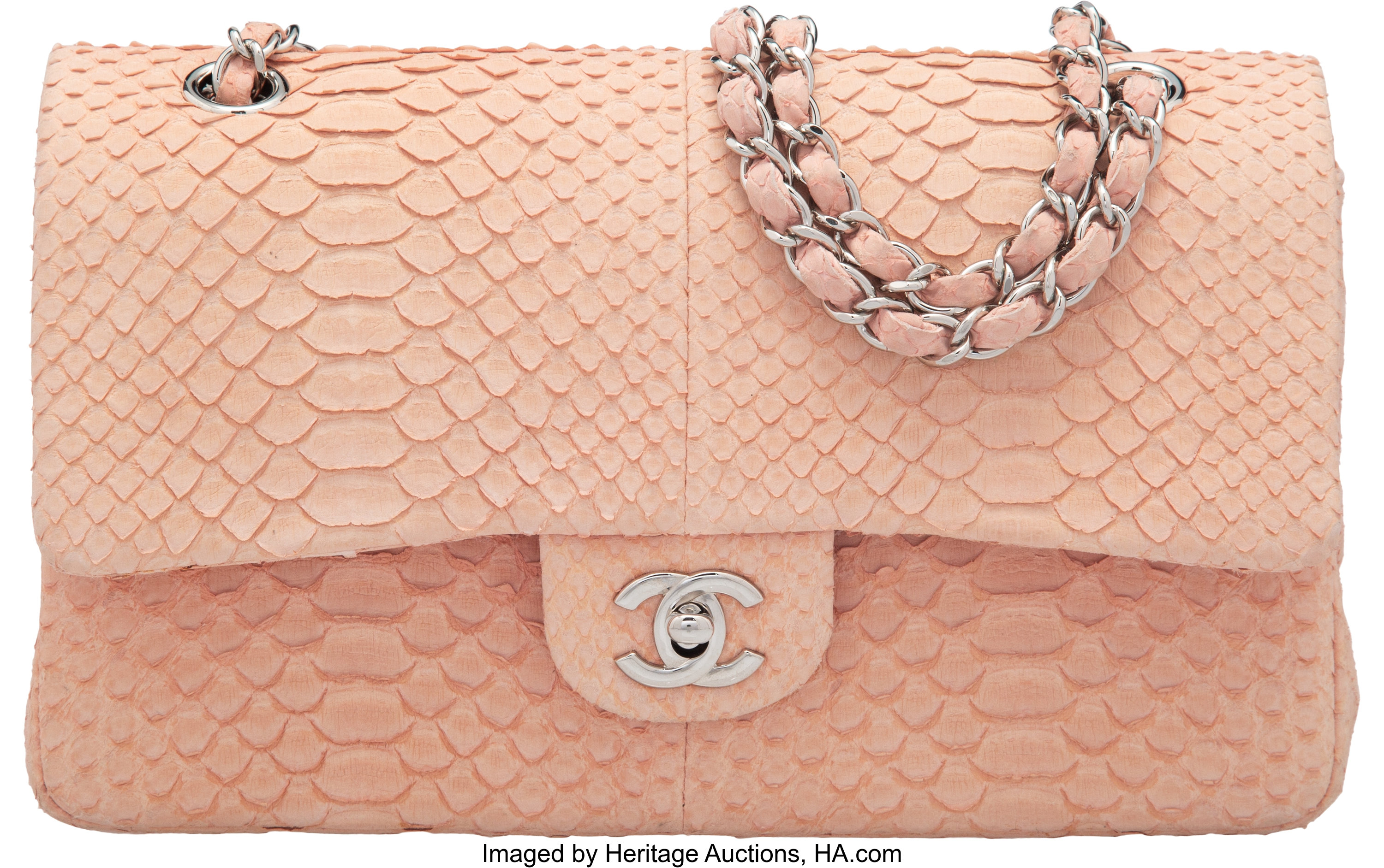 Chanel Light Pink Python Small Flap Bag . Very Good to Excellent, Lot  #58025