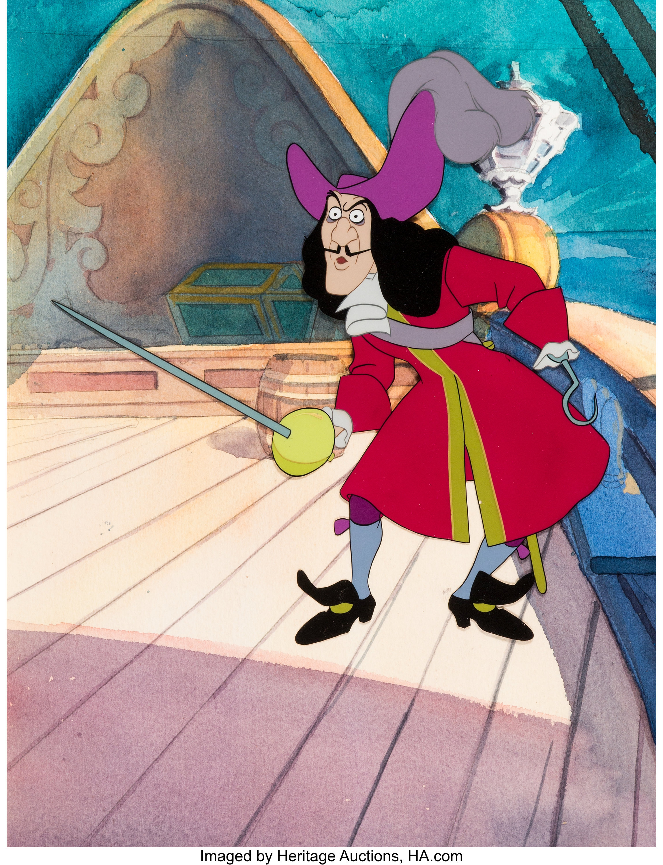 peter pan captain hook production cel and painted background walt lot 98390 heritage auctions https comics ha com itm animation art production cel peter pan captain hook production cel and painted background walt disney 1953 a 7232 98390 s