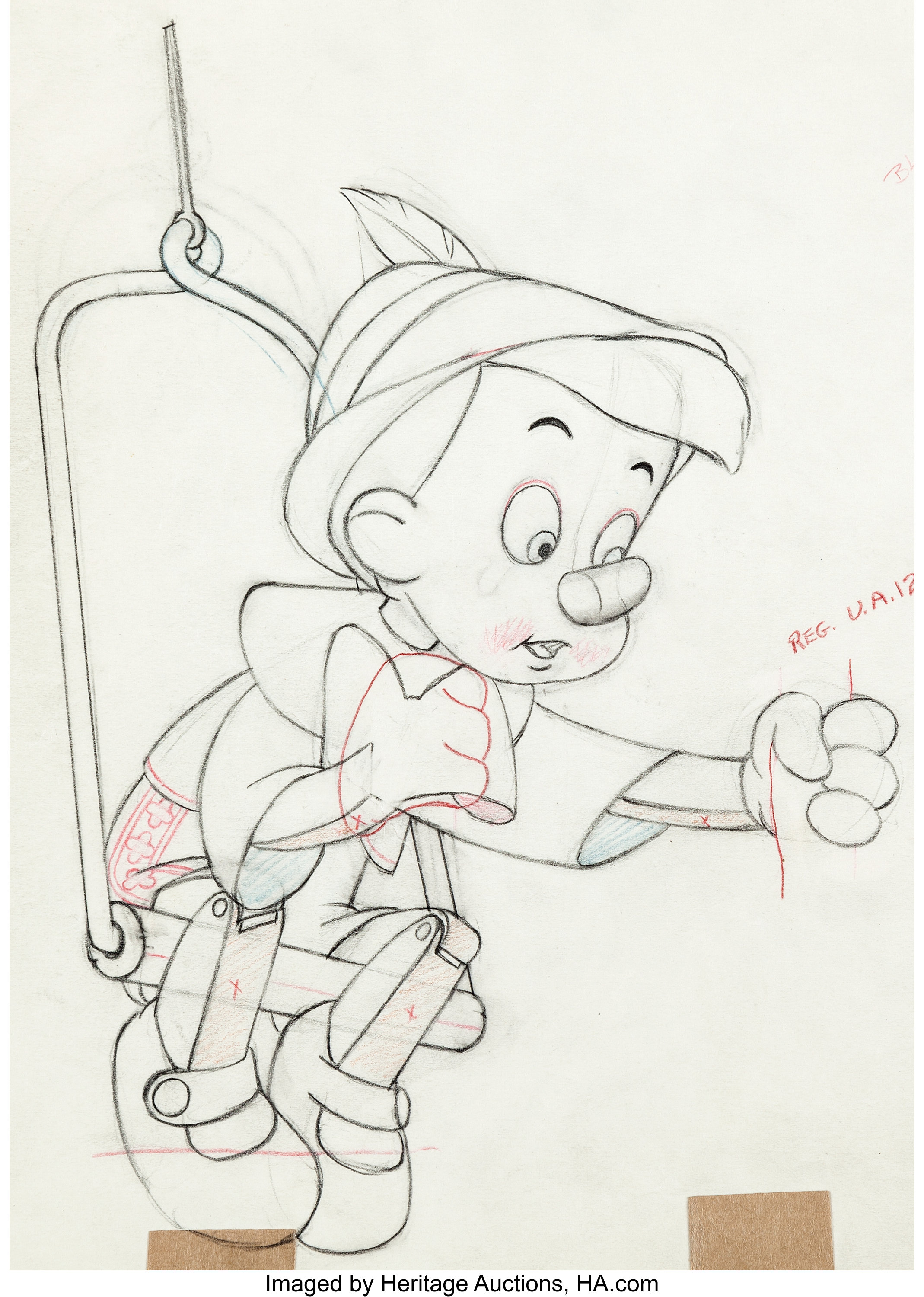 Pinocchio Animation Drawing Walt Disney 1940 Animation Art Lot 98536 Heritage Auctions