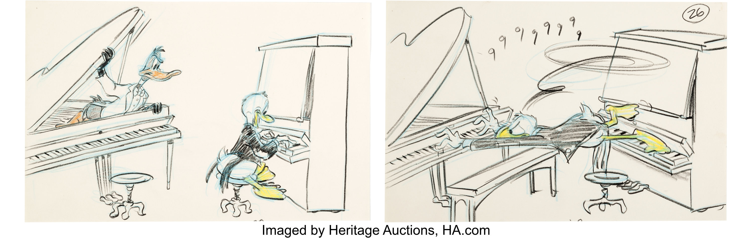 daffy duck and donald duck piano