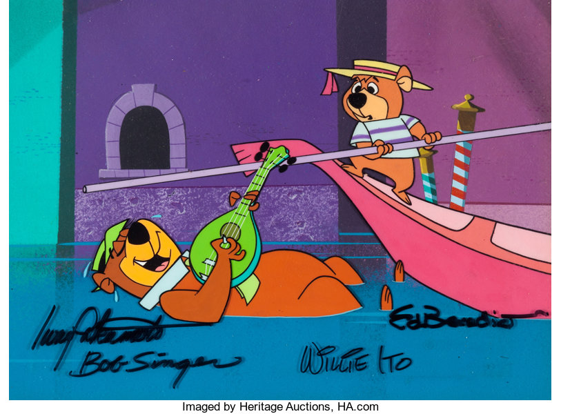 Hey There, It's Yogi Bear Yogi and Boo Boo Signed Production Cel