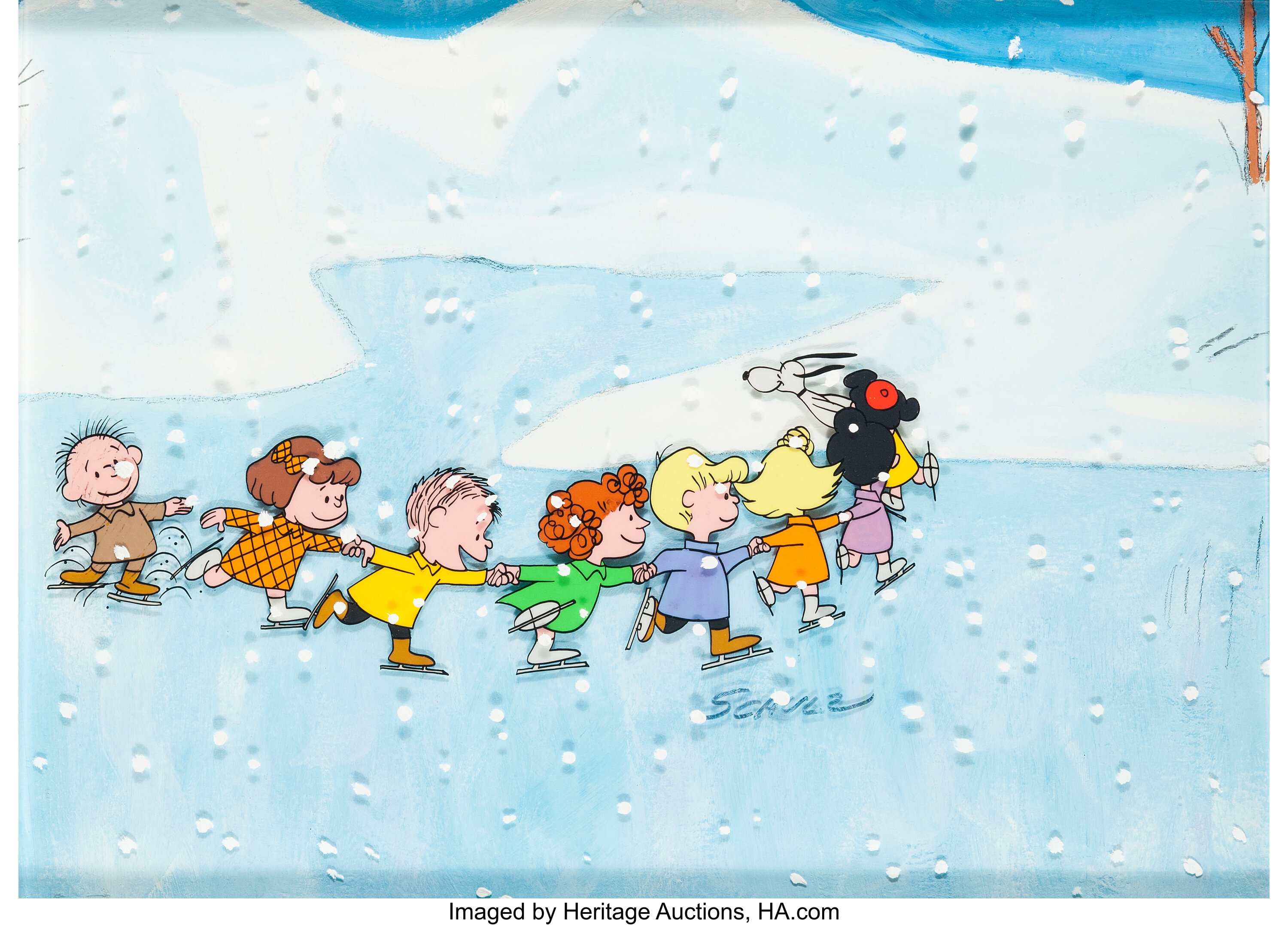 Peanuts A Charlie Brown Christmas Nine Character Production Cel