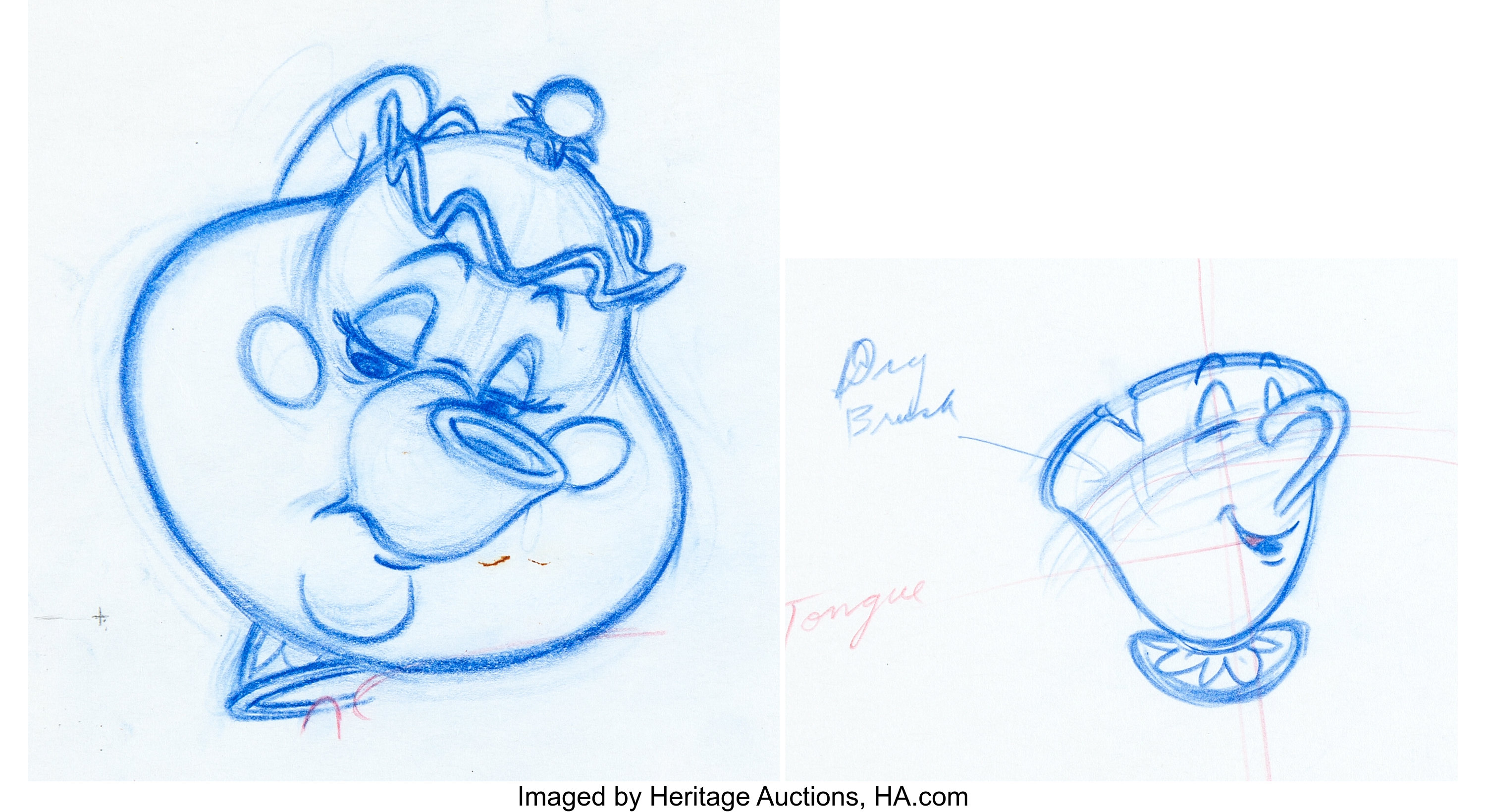 Beauty And The Beast Mrs Potts And Chip Animation Drawings Group Lot Heritage Auctions