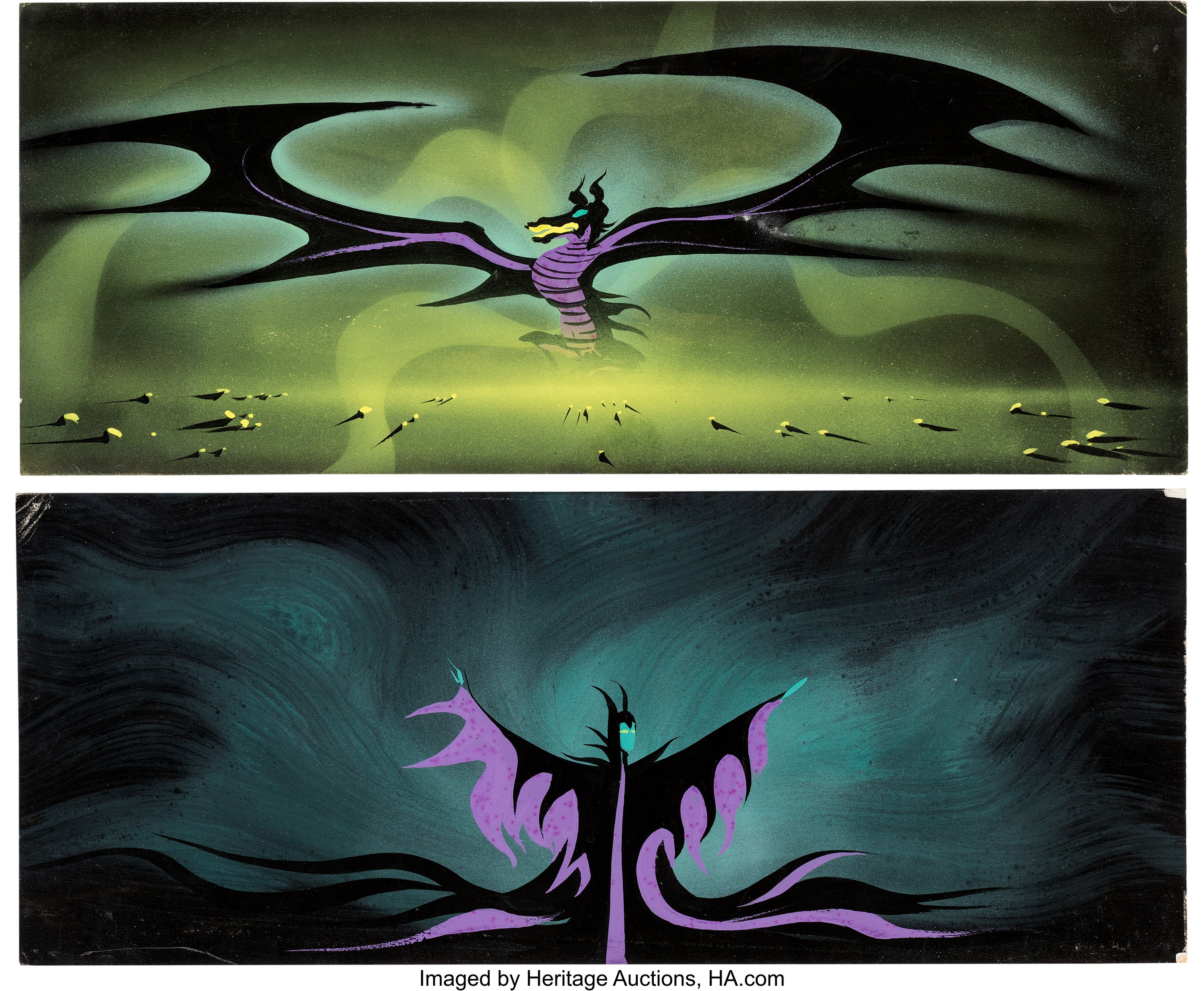 Eyvind Earle Sleeping Beauty Maleficent and Dragon Concept | Lot #98721 ...