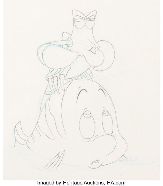 how to draw flounder and ariel