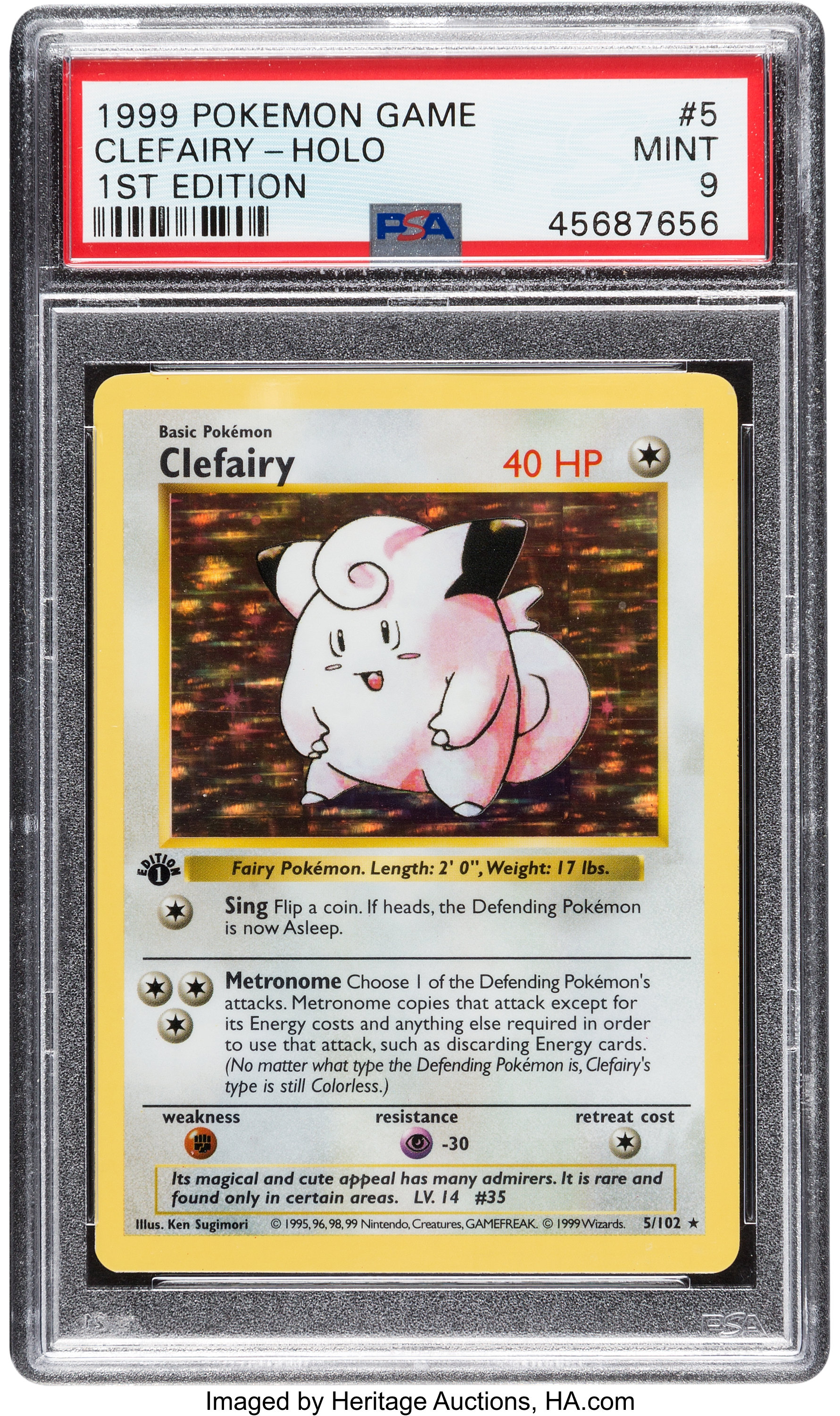 Pokémon Clefairy #5 First Edition Base Set Rare Hologram Trading | Lot ...