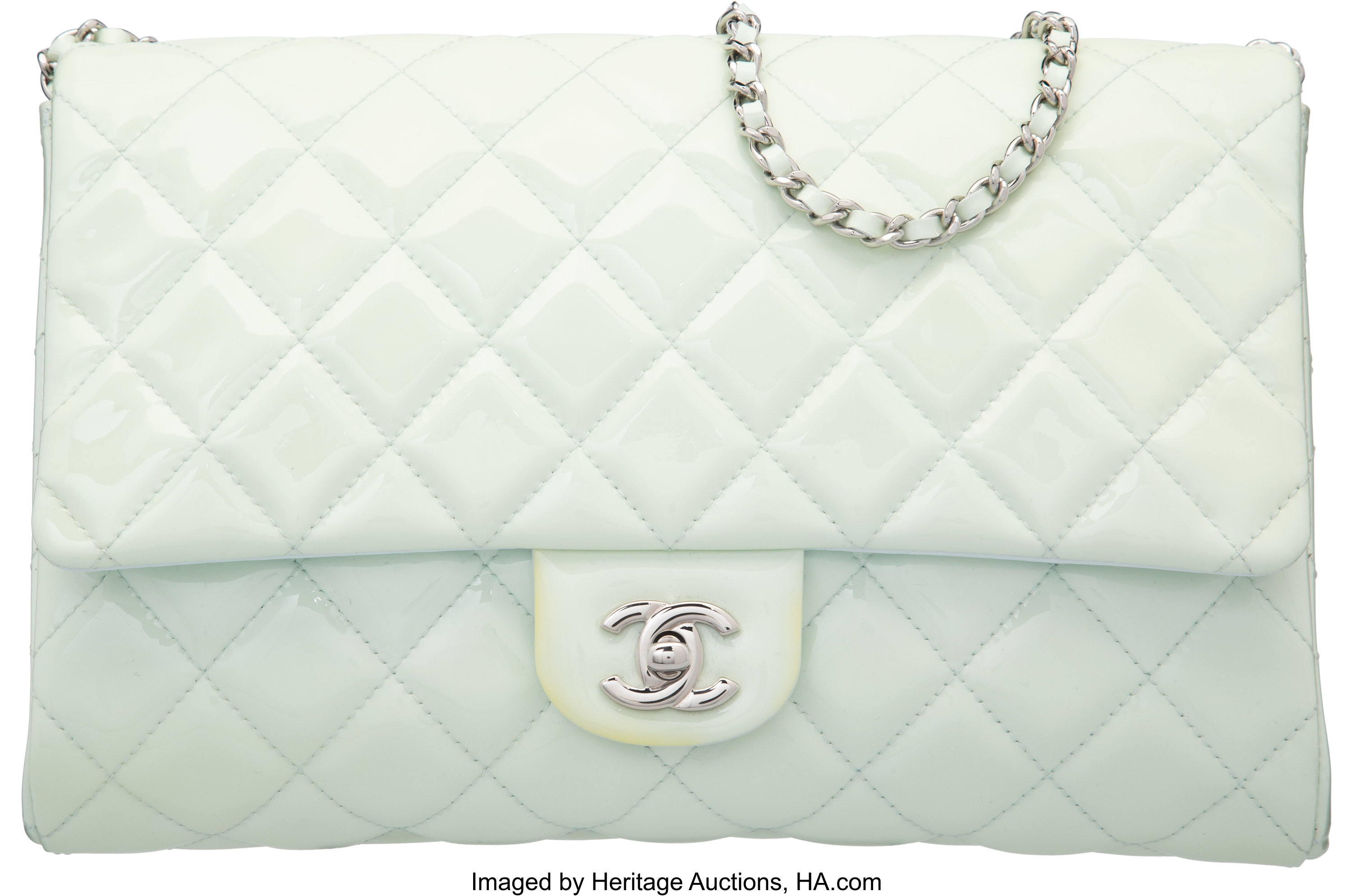 CHANEL Paris Couture CC 1990's Green Quilted Satin Tassel Egg Clutch Bag