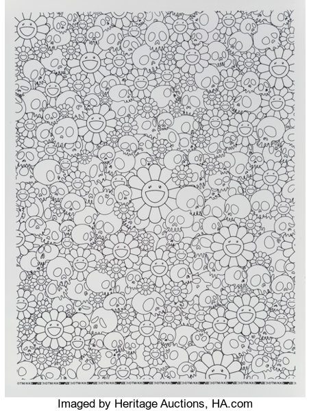 Takashi Murakami x ComplexCon. Skulls & Flower (White), 2018., Lot #43269