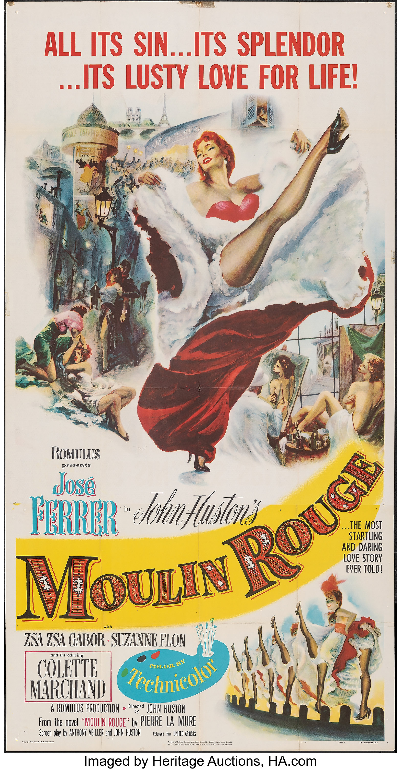 Moulin Rouge (United Artists, 1952). Folded, Fine/Very Fine. Three ...