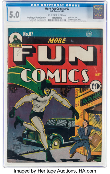 Golden Age (1938-1955):Superhero, More Fun Comics #67 (DC, 1941) CGC VG/FN 5.0 Off-white to white pages....