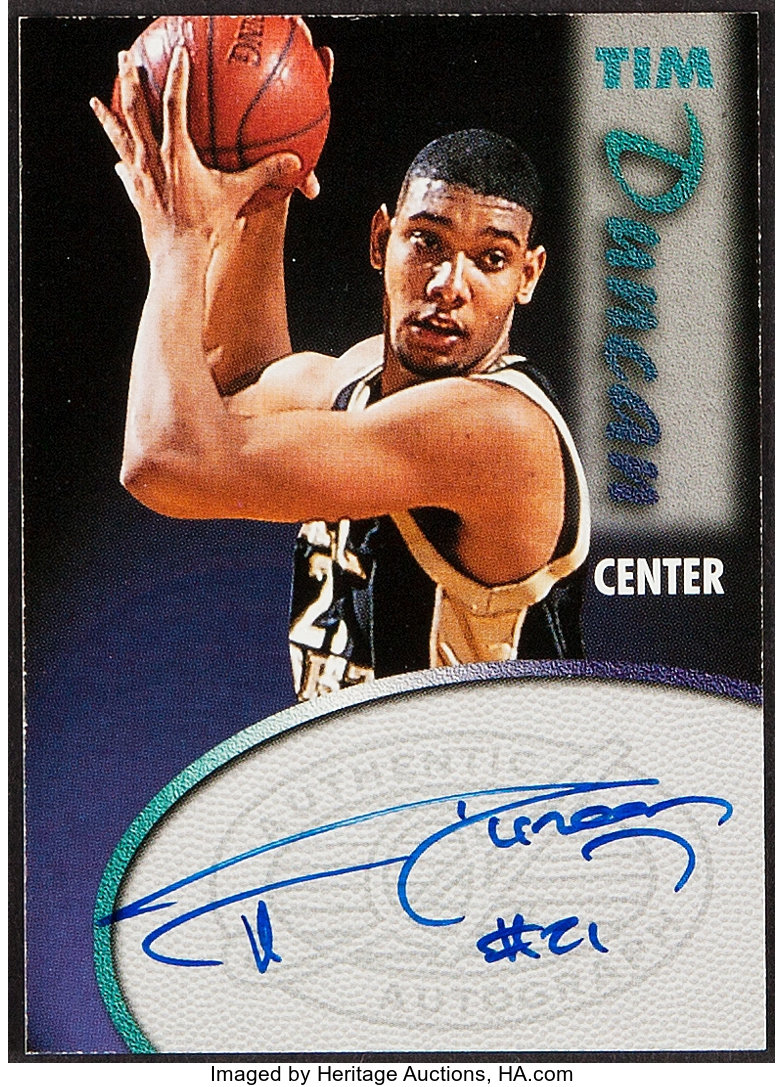 1997 Scoreboard Tim Duncan Autograph Card. ... Basketball Cards | Lot ...