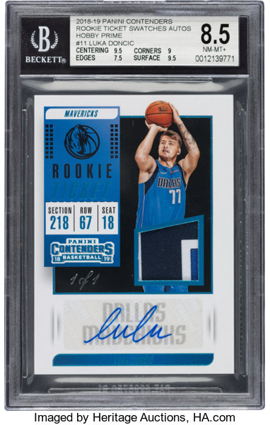 Lot Detail - 2018-19 Contenders Draft Picks Playoff Ticket #126 Luka Doncic  Signed Rookie Card (#09/15) - BGS PRISTINE 10/BGS 10