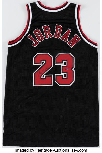 Michael Jordan Signed Black Bulls Jersey - Upper Deck, Lot #43242