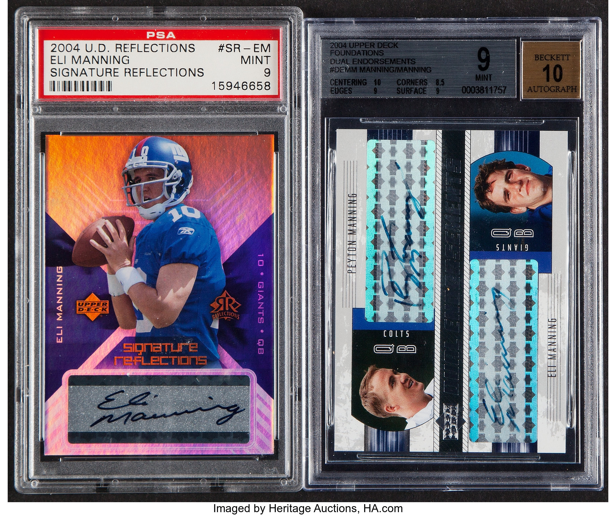 2004 Upper Deck Manning Brothers Signed Graded Card Pair 2 Lot 42110 Heritage Auctions