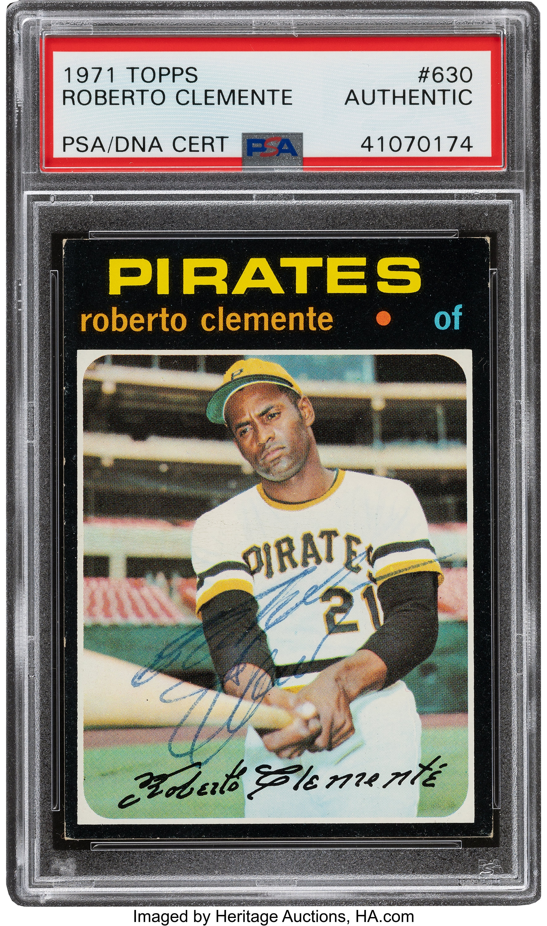 Signed 1971 Topps Roberto Clemente #630 PSA/DNA Authentic. , Lot #56287
