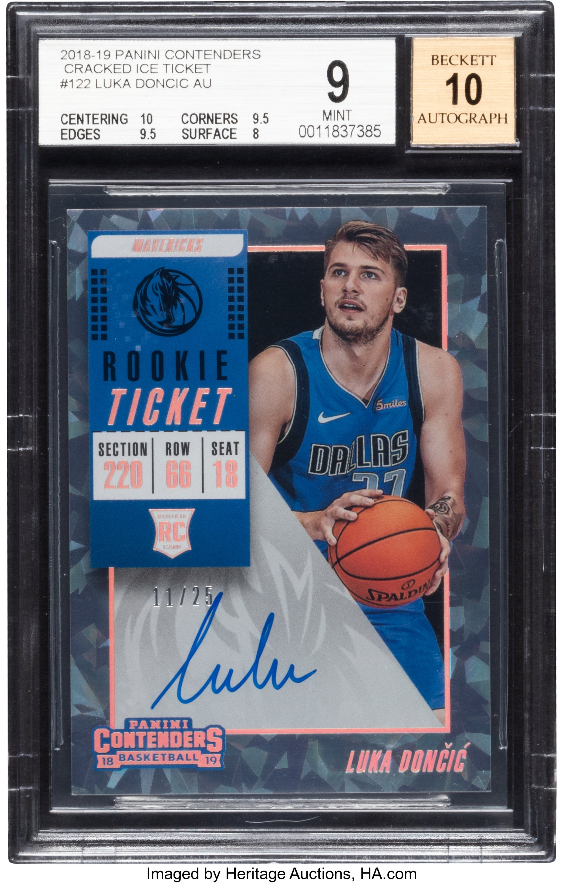 Lot Detail - 2018-19 Contenders Draft Picks Playoff Ticket #126 Luka Doncic  Signed Rookie Card (#09/15) - BGS PRISTINE 10/BGS 10