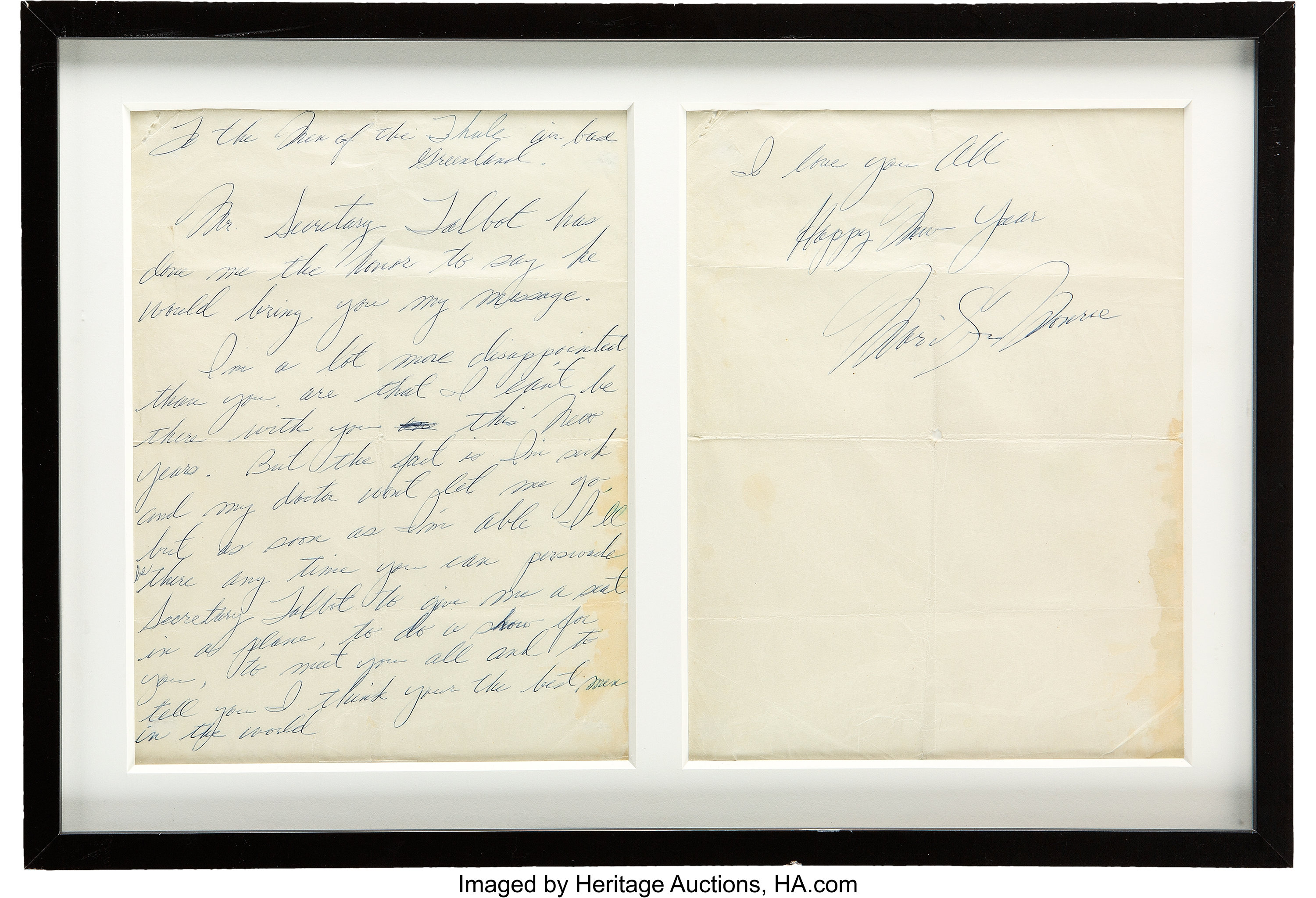 Significant Marilyn Monroe letter handwritten to Joe DiMaggio as