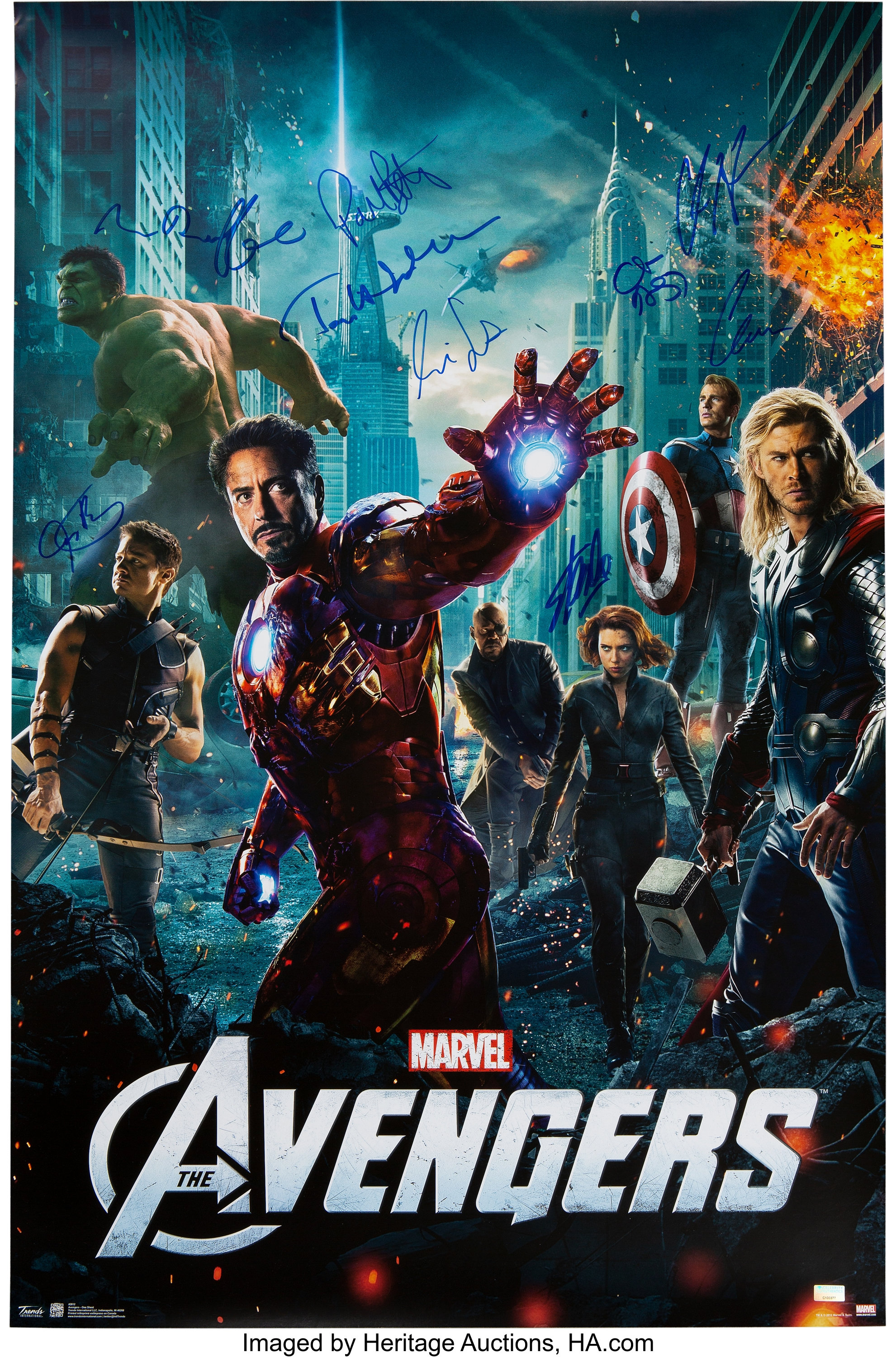 Avengers: Endgame 27x40 Original DS Theater Poster Signed By 6 Cast  Hemsworth