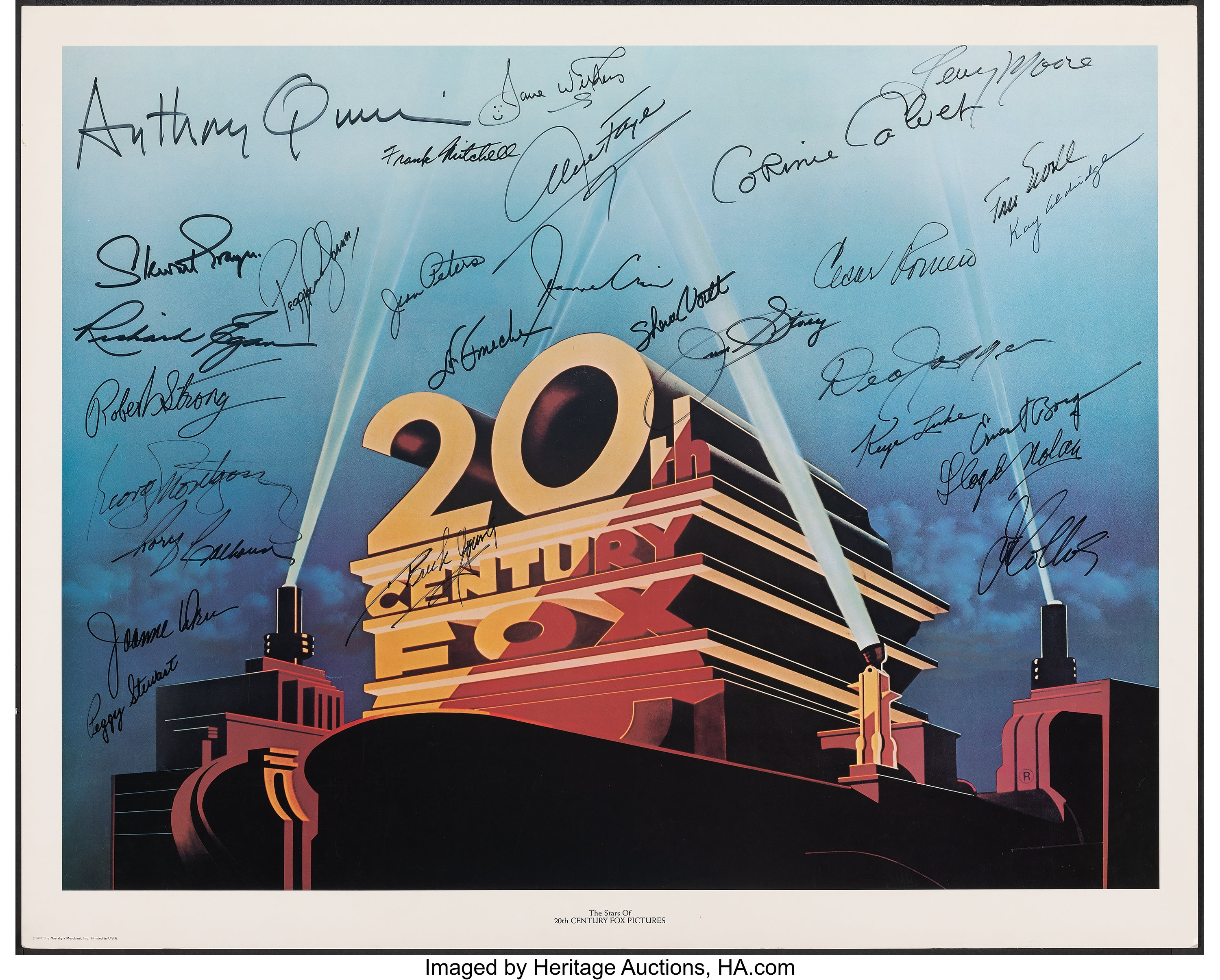 Stars of 20th Century Fox Lot (Nostalgia Merchant, 1981). Rolled,, Lot  #54003