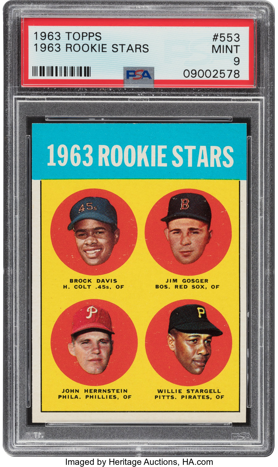1963 Topps Willie Stargell - 1963 Rookie Stars #553 PSA Mint 9 - Only Two Higher