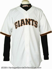 2001 Barry Bonds Career Home Run #553 Game Worn Jersey. Home white, Lot  #19686