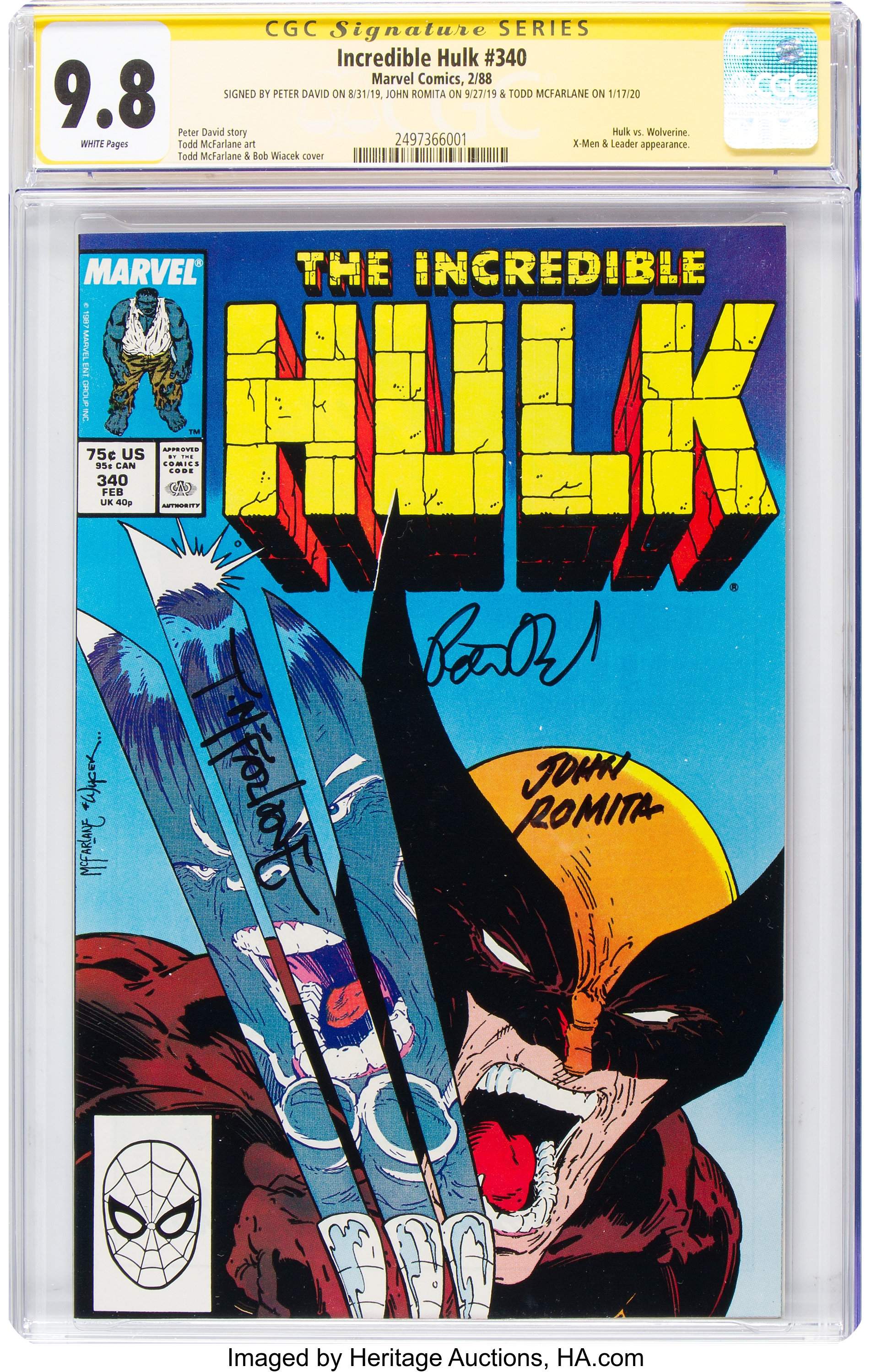 The Incredible Hulk 340 Signature Series Todd Mcfarlane And Lot Heritage Auctions