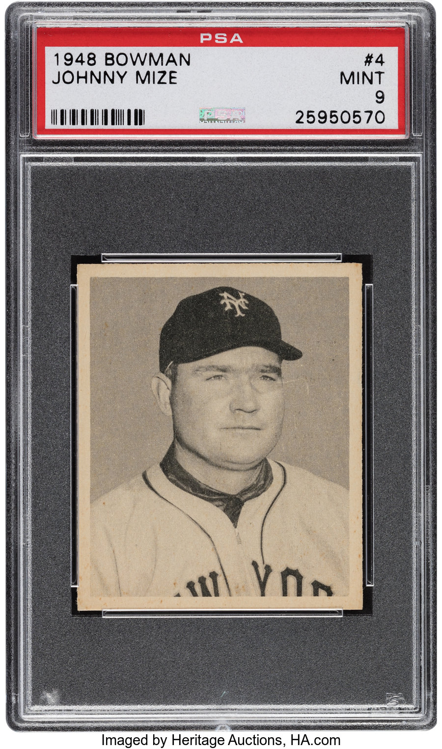 1948 Bowman Johnny Mize #4 PSA Mint 9 - Two Higher