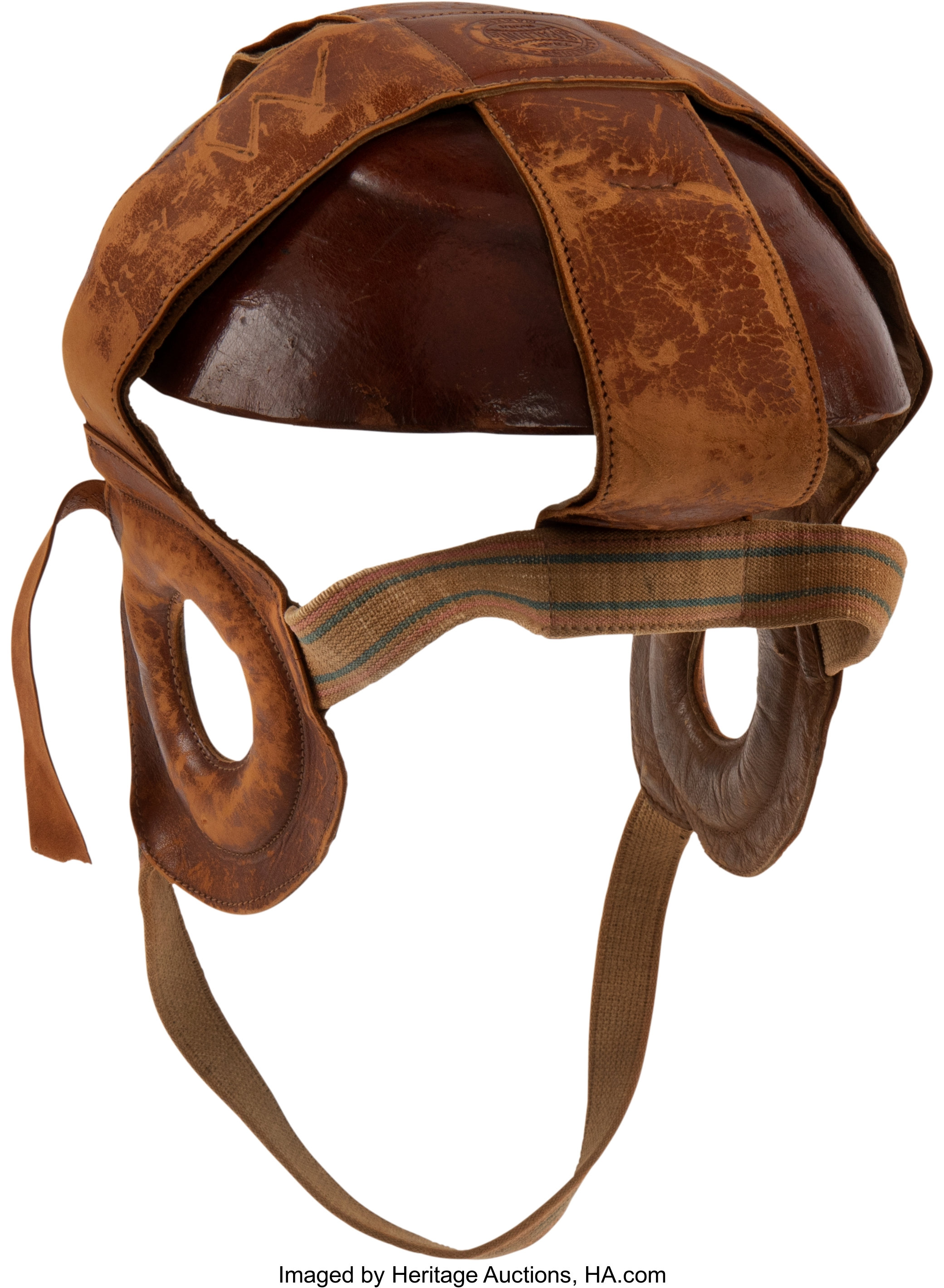 Circa 1898 Chicago Style Head Harness Leather Football Helmet -, Lot  #80239