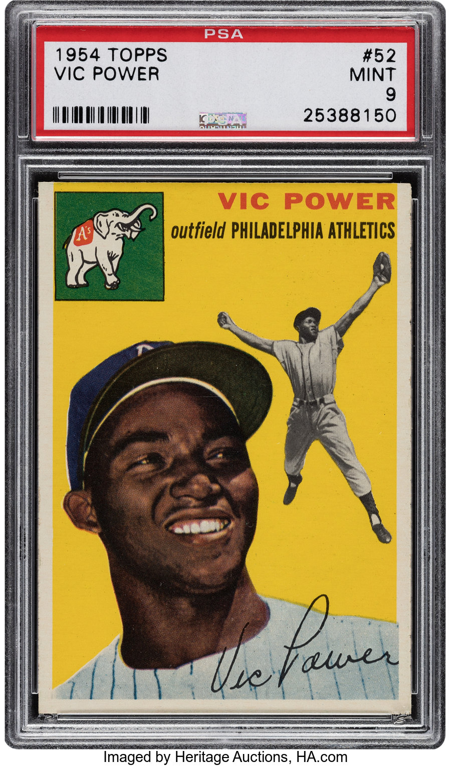 1954 Topps Vic Power #52 PSA Mint 9 - None Higher